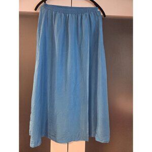 Vintage Diane Gilman Pure Silk Skirt Small - Blue Asymmetrical Faux Wrap